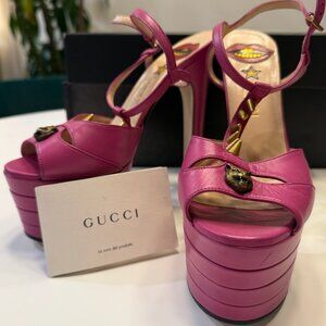 Gucci Malaga Kid Angel T-Strap Platform High Heels size 38 (size 7 American)